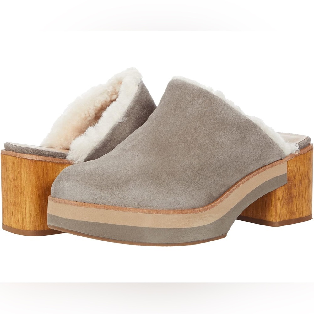 NWOB Bernardo Sky Shearling Clog in Dusk